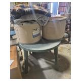 Round Plastic Outdoor Table, 2 Carboard & Metal