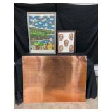 Framed artwork, patterned sheet metal