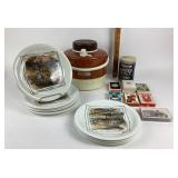 Ceramic Plates, Thermos, Playing Cards, Cassettes