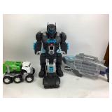 Robot Figure, Matchbox Recycling Truck, Shark Toy