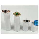 .925  marked Rings: Gold tone 4.33g TW S 6, Black