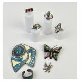 SJP Mexico Mother of Pearl butterfly pin 6.48g TW,