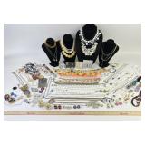 Costume Jewelry: Lucite necklace, clip on earrings