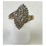 14KT EV12 stamped ring with clear stones, 5.24g TW