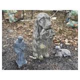 Cocker Spaniel, deer, monk garden decor