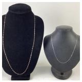 Two Sterling Silver Chains, Italy, 30, 18 Inches