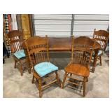 Wood Kitchen table with 1 leaf and 4 chairs
