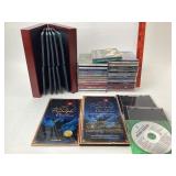 Wooden CD Case & CDs; Barbara Streisand, John Denv