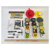 Tape Measures, Drill Bits, 4 way Torpedo Levels, T
