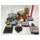 Brass Pedestal Bowl, Shelton Ware Silver Candy Tra