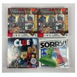 Transformers, Clue, Sorry Board Games unopened