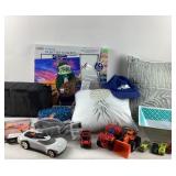 Paint Set, Throw Pillows, Toy Cars, Hair Brushes