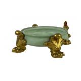 Limoges D&C France Green Porcelain Bowl With Gilt