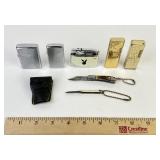 Playboy lighter, Zippo gold tone lighter, (2) Flip