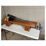 2 large Vise clamp tools, wood stand