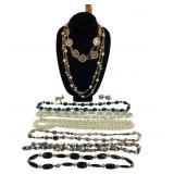 Goldtone, Faux Pearl Multistrand Necklaces