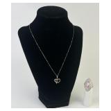 .925 Sterling Silver Chain and heart Pendant 2.70g