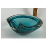 Murano Style Turquoise MCM Art Glass Bowl