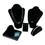 .925 clasp pearl like necklace with matching