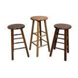 3 wood stools, 1 rotates