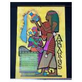 1969 Aquarius Zodiac Calendar Poster 32"x21"