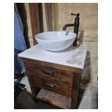 Bathroom Vanity With White Top & Bowl Sink On