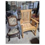 Folding Wood & Upholstered Rocking Chair & Wood