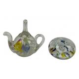 Prestige Art Glass Paperweight Teapot, Dome