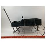 Painted Wooden Wagon With Metal Wheels