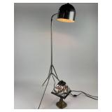 Stained glass flower table lamp with metal base,