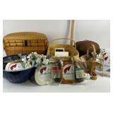 Wicker Baskets, Plastic Bowls, Pumpkin Signs