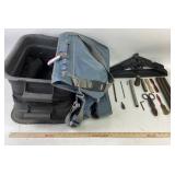 American Tourister Garment Bag, Plastic Tubs, Tool