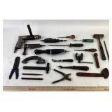 Hand Tools Including Pneumatic Drill, Clamps, Wire
