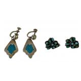 (2) Sterling marked screw back earrings with