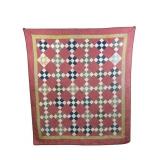 Hand sewn patchwork quilt 70x78 some wear and