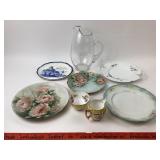 Glass Pitcher & China; French Ironstone Plate, Car