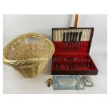 Wm Rogers Silverplated Flatware, Basket, Watch, Hu