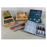 Router bit sets, hollow chisel drill bits
