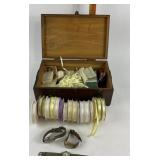Wooden Box, Sewing Threads, Wristwatches