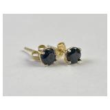 Pair 14k gold & sapphire earrings. Total weight