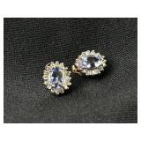 10k gold, sapphire & diamond earrings. Total