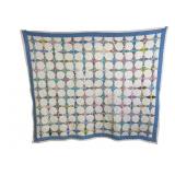 Handmade Patchwork Quilt With Blue Border