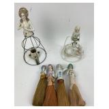 Porcelain Figurine Lamp Bases, Brush Doll Figurine