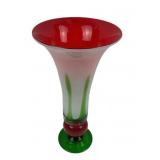Red Green White Murano-Style Glass Vase