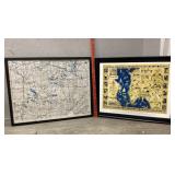 Framed Wall Art; Aged Fort Wayne City Map, Pokagon