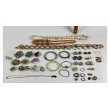 Gold-Tone Jewelry With Rhinestones, Bangles, Neckl