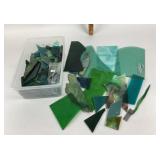 Stained Glass Pieces in Green, Blue, and Teal Shad