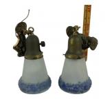 Brass Wall Sconces With Frosted Floral Glass Shade