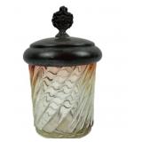 Baccarat Amberina Swirl Glass Jar UV Glowing