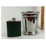 Ceramic Planter, Green Leather Flask